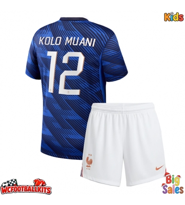 France Randal Kolo Muani #12 Replica Home Stadium Kit for Kids World Cup 2026 Short Sleeve (+ pants)